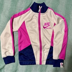 Nike Sportswear Heritage Girls Track Jacket size XS Athletic Wear Pink White Na